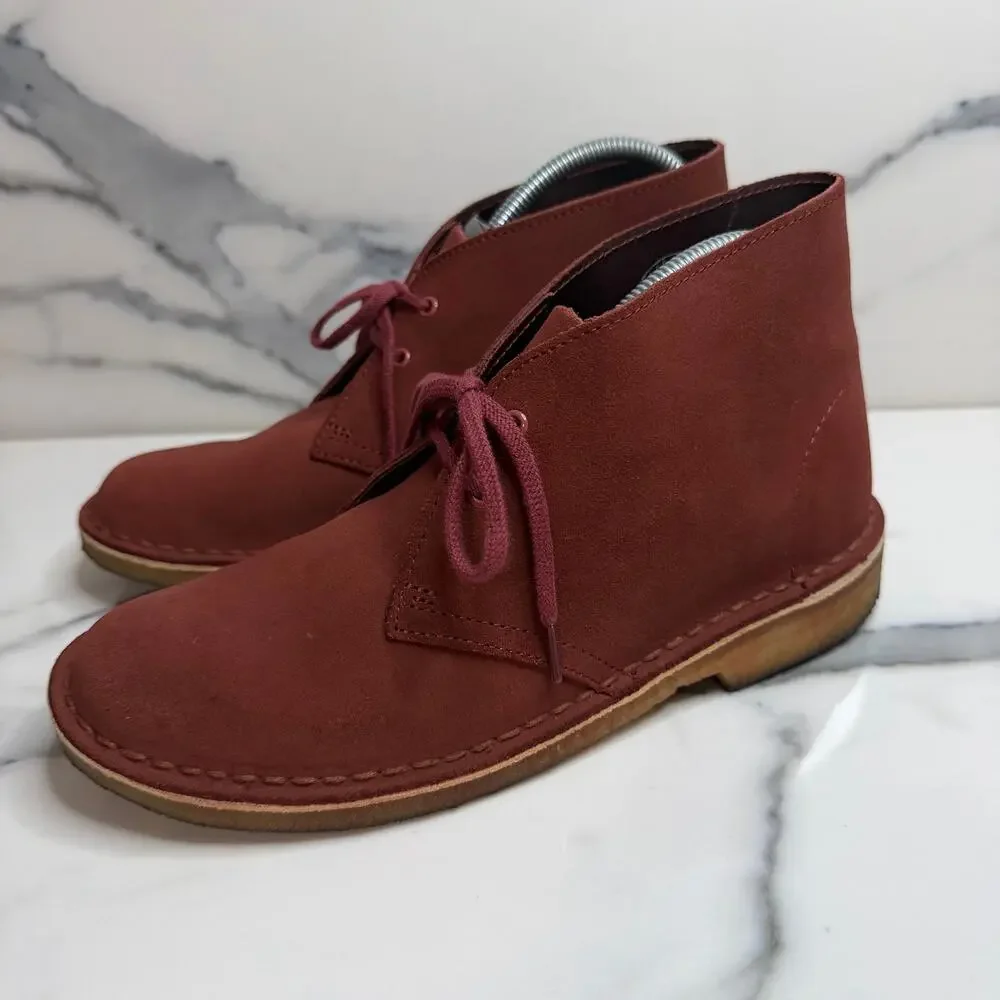 Clarks Original Women's Brick Red Suede Chukka Desert Boots Sz 8 Classic Preppy